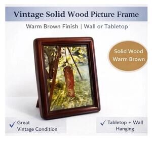 Vintage Solid Wood Picture Frame – Warm Brown Finish – Wall or Tabletop Display